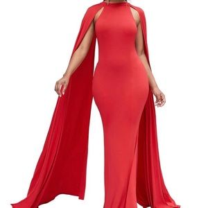 Brand new with tag red dress with cape in size small